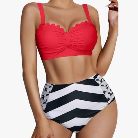 Avidlove Red and Black Bikini with Bold Contrast and Modern Style - Picture 1 of 8